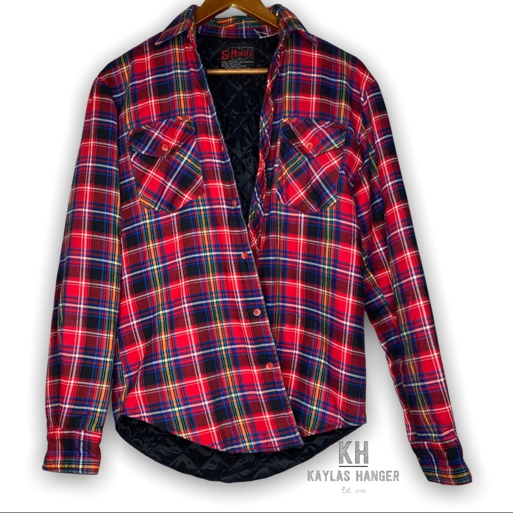 Vintage Insulated Flannel Jacket Shirt Quilted Button Down Plaid Size Small
